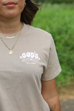 Load image into Gallery viewer, God&#39;s Not Pau Tee in Tan (Print in soft pink)
